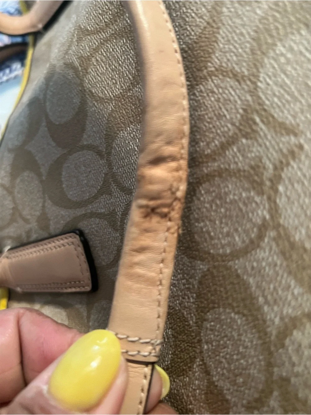 Coach Signature Stripe Drawstring Carryall Leather Shoulder Bag